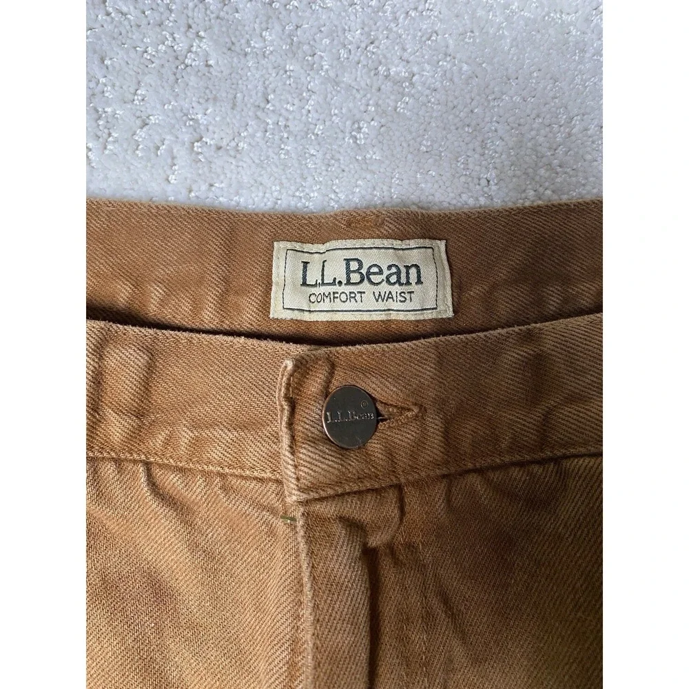 LL Bean Comfort Waist Relaxed Fit Khaki Pants Men's 38x32 Measured 36x30 Brown